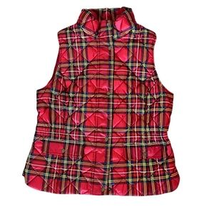 Talbots Plaid Quilted Red Vest Size M